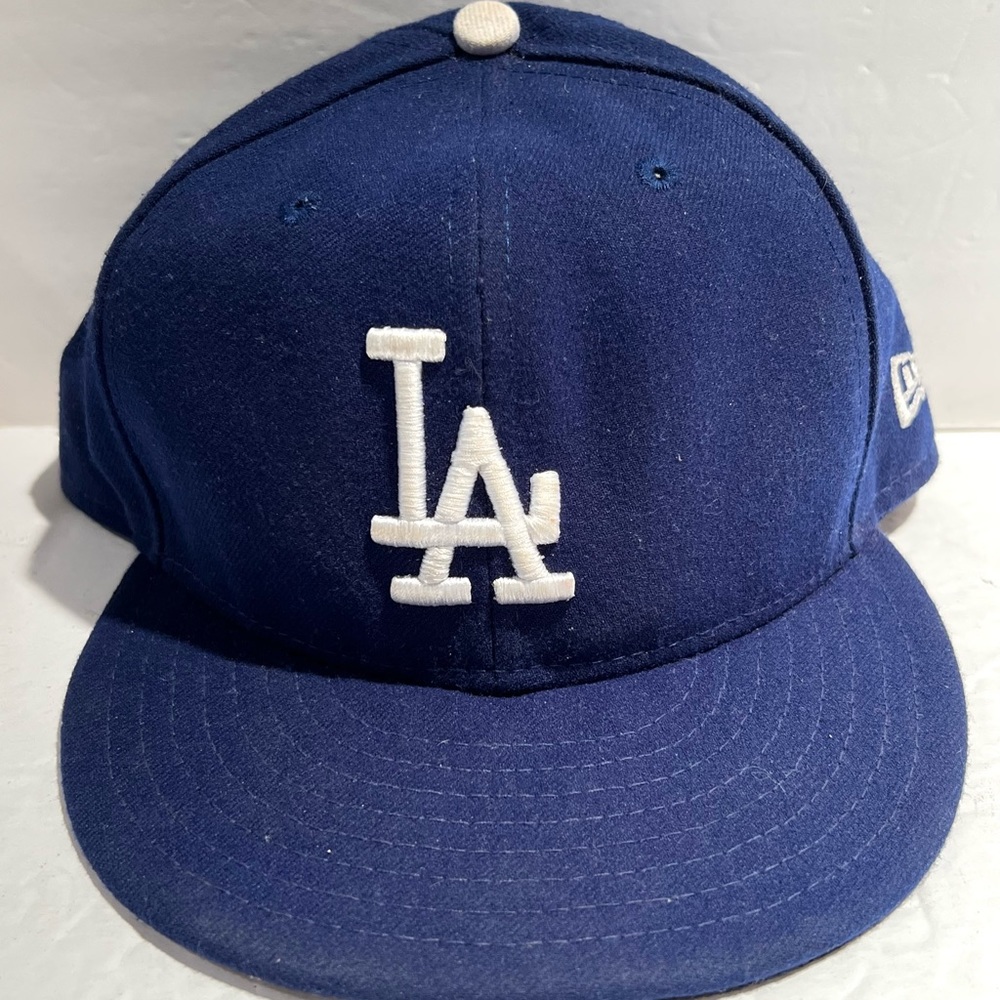 VTG Los Angeles Dodgers New Era 59Fifty Fitted Hat Cap MLB LA Made in USA 7 1/4